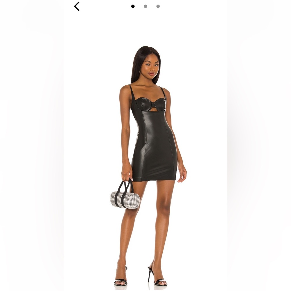 Doyle Mini Dress - h:ours Black Faux Leather (S)